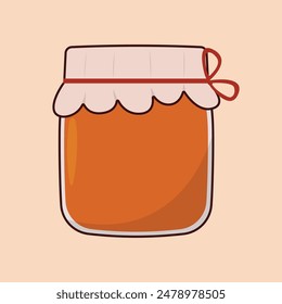 Flat jar of cranberry sauce icon Thanksgiving icon set illustration