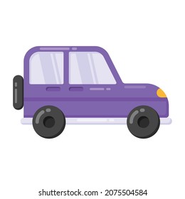 Diseño de iconos de jeep plano, concepto de quadro 