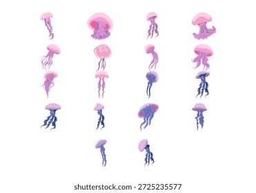 Flache Qualle Illustration Element Set