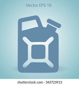 Flat jerrycan icon. Vector