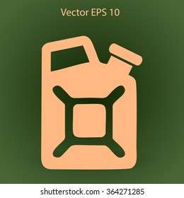 Flat jerrycan icon. Vector