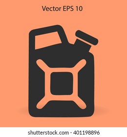 Flat jerrycan icon. Vector