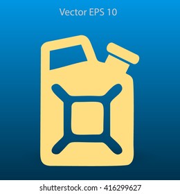 Flat jerrycan icon. Vector