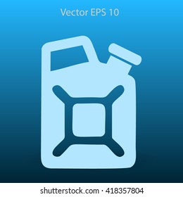 Flat jerrycan icon. Vector