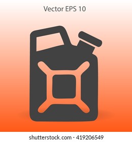 Flat jerrycan icon. Vector