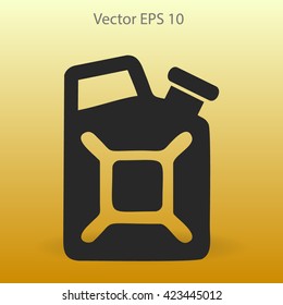 Flat jerrycan icon. Vector