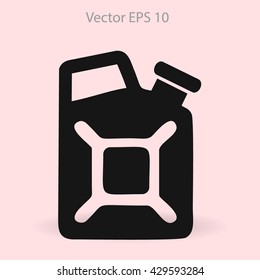 Flat jerrycan icon. Vector