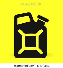 Flat jerrycan icon. Vector