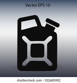 Flat jerrycan icon. Vector