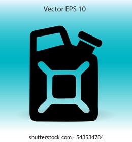 Flat jerrycan icon. Vector