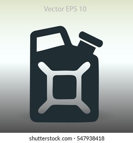 Flat jerrycan icon. Vector