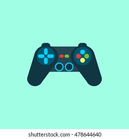 Flat joystick icon. Blue background