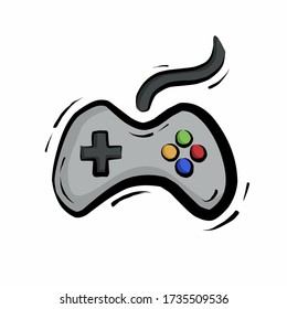 Flat joystick Icon. handdrawn vector illustration.