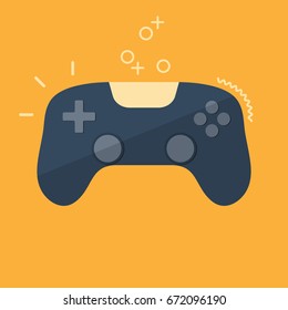Flat joystick icon. Vector illustration depicting joystick for playing computer and console games.