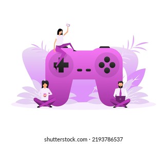 Flat joystick people for computer game design. Flat vector illustration