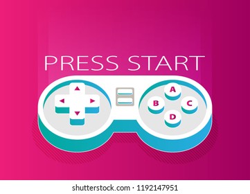 Flat joystick pink vector illustration