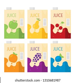 Flat juice box set vector