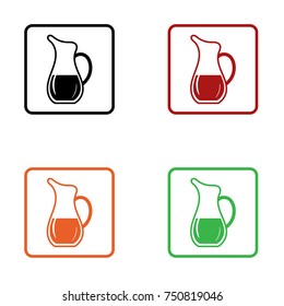 flat juice jug icon editable in black orange red and green colors isolated for web and applications