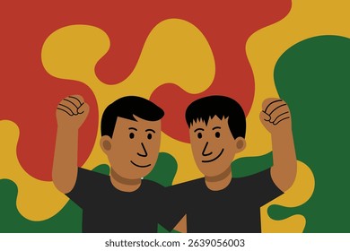 Flat juneteenth illustration - Happy Figure Celebrating Juneteenth Freedom and Liberation Day.