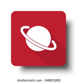 Flat Jupiter Icon web icon on red button with drop shadow