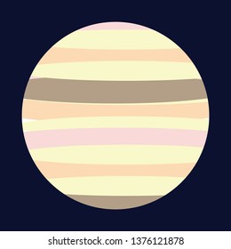 The flat Jupiter planet vector isolated on dark blue planet.