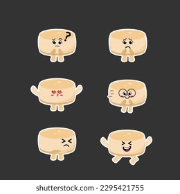 Flat Kawaii Cute Buttermilk Biscuit Mascot Character Set Collection