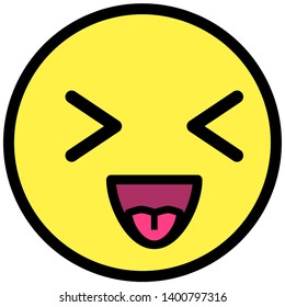 Flat kawaii emoji face. Cute funny cartoon character. Simple line art expressions web icon. Emoticon sticker. Vector graphic illustration.