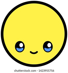Flat kawaii emoji face. Cute funny cartoon character. Simple line art expressions web icon. Emoticon sticker. Vector graphic illustration.