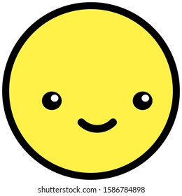 Flat kawaii emoji face. Cute funny cartoon character. Simple line art expressions web icon. Emoticon sticker. Vector graphic illustration.