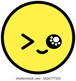 Flat kawaii emoji face. Cute funny cartoon character. Simple line art expressions web icon. Emoticon sticker. Vector graphic illustration.