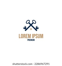 Concepto de diseño del logotipo de la casa de llave plana