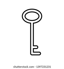 Flat key icon for apps, public places and web sites. Vector illustration. Contour key silhouette.