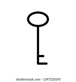 Flat key icon for apps, public places and web sites. Vector illustration. Black key silhouette
