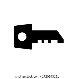 Flat key icon for web design isolated on white background. Protection symbol for logotype. 10 eps Vector