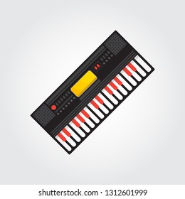 Flat keyboard musical instrument isolated with white background
