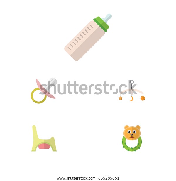 Flat Kid Set Feeder Nipple Rattle Stock Vector Royalty Free