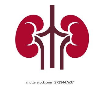 Icono de anatomía renal plana que representa la educación del sistema urinario humano