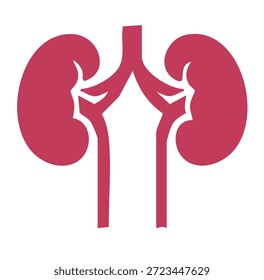 Icono de riñón plano que representa la educación mínima de la anatomía del sistema urinario