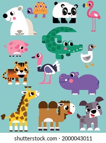 Flat kids animals zoo  funny and smart