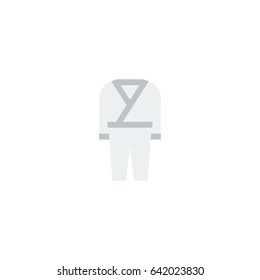 Flat Kimono Element. Vector Illustration Of Flat Uniform  Isolated On Clean Background. Can Be Used As Uniform, Kimono And Karate Symbols.