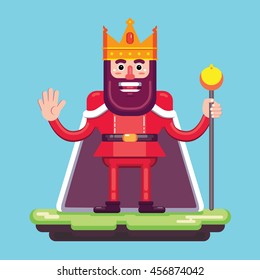 Flat King Character With The Crown In Red