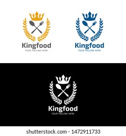 Flat King Food Logo Design with Crown