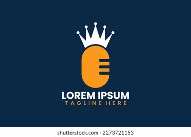 Diseño vectorial de la plantilla del logotipo de podcast de Flat King