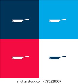 Flat kitchen bowl to cook heating the food four color material and minimal icon logo set in red and blue