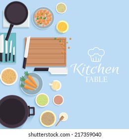 flat kitchen table for cooking in house vector illustration design concept