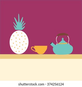 flat kitchen table for cooking in house vector illustration design concept - Shutterstock ID 374256124