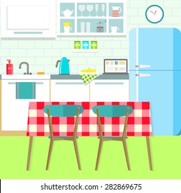 flat kitchen. vector illustration