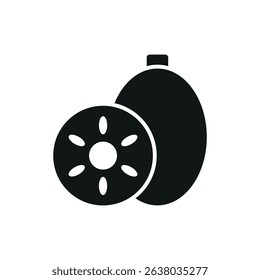Flat Kiwi Icon – Fresh Tropical Fruit Symbol for Food, Health, and Organic Designs