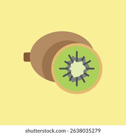 Flat Kiwi Icon – Fresh Tropical Fruit Symbol for Food, Health, and Organic Designs