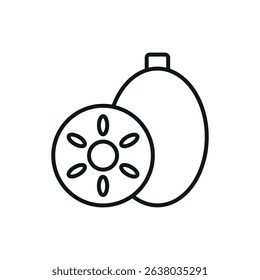 Flat Kiwi Icon – Fresh Tropical Fruit Symbol for Food, Health, and Organic Designs